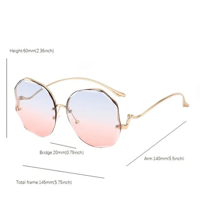 ENSARJOE Stylish Frameless Round Sunglasses: Gradient Lenses, Durable Metal Temples, Perfect for Hiking and Sun Protection