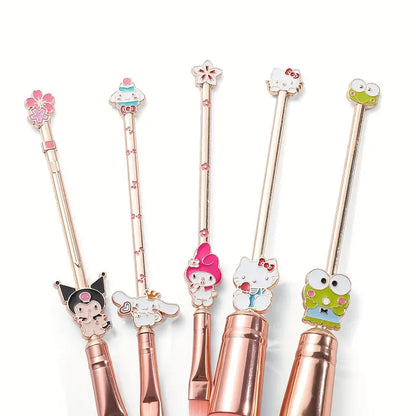 5pcs/Set Cartoon Hello Kitty Makeup Brush Kawaii Cinnamoroll Melody Kuromi Eye Shadow Highlighter Foundation Beauty Tools