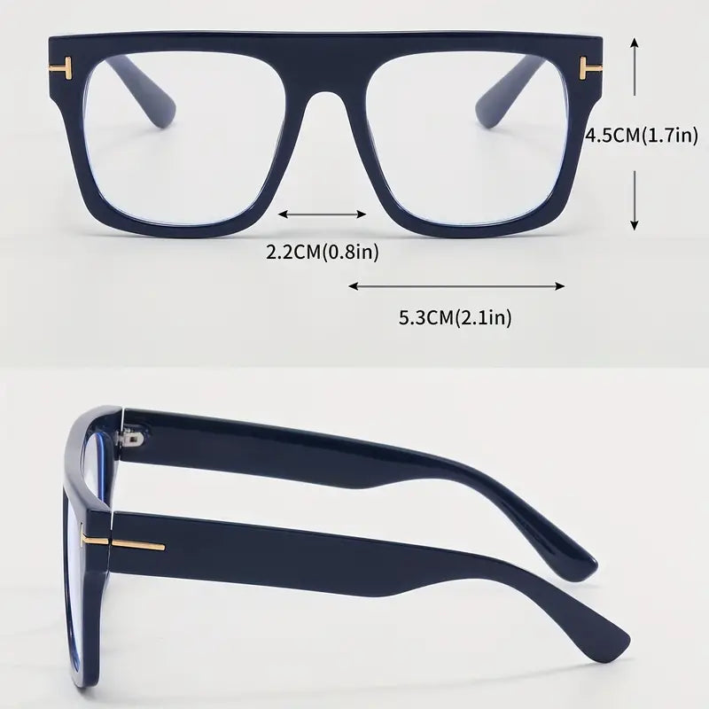 Large Flat Top Clear Lens Glasses Retro Fashion Decorative Glasses Computer Optical Spectacles For Women