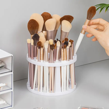 1Pc Makeup Brush Storage Holder Round Multifunctional Makeup Organizer Bathroom Countertop Storage Case Makeup Brush Air-Dry Stand Rack For Pens Pencils Eyeliner Makeup Brush