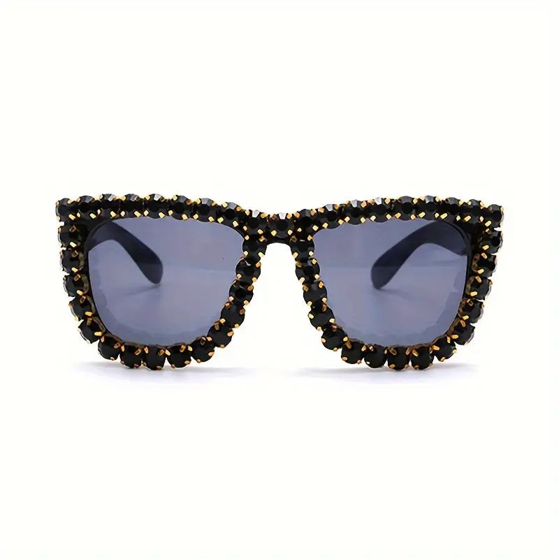 Luxury Rhinestone Sunglasses For Women Bling Large Square Cat Eye Decorative Shades Props For Costume Party Prom