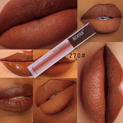 Coffee Nude Matte Velvet Lipstick, 5 Pcs Set Of Dark And Light Coffee Lip Glaze Set, Dark Skin Color Brown Non-stick Cup Lip Gloss Lipstick