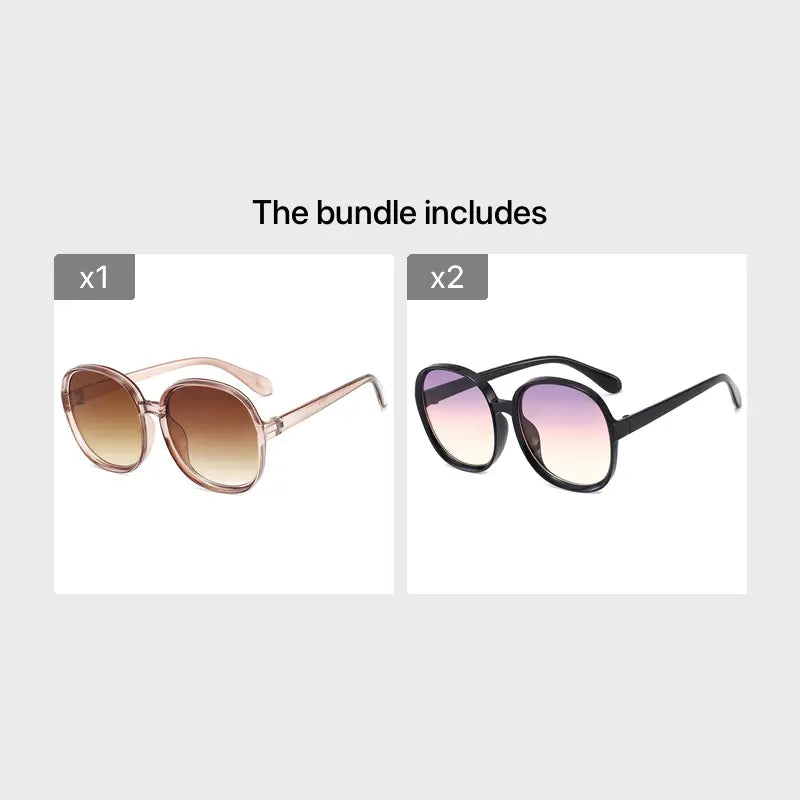 Round Oversized Frame Sunglasses Gradient Lens Women Sunshade Eyewear Outdoor Driving Fishing Eyeglasses