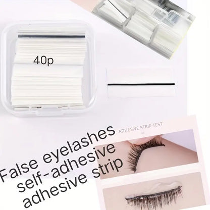 40-Pack, Easy-to-use Self-Adhesive Eyelash Strips in Black with Built-In Eyeliner, Waterproof & Windproof, Versatile Lengths, Captivating Natural Look, Reusable