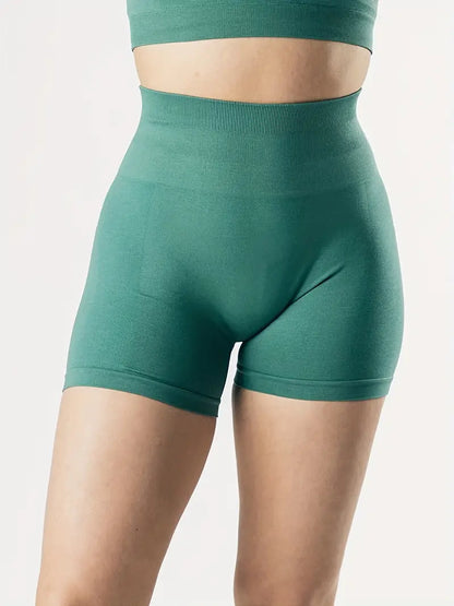 Sexy Summer Workout Shorts: Dark Cyan Seamless High Waist, Butt Lifting & Quick Drying for Women's Activewear