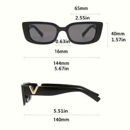 Women's Retro 90s Y2K Punk Rectangle Sunglasses - Cat Eye Style, Anti-Reflective Lenses, and Plastic Frame Material