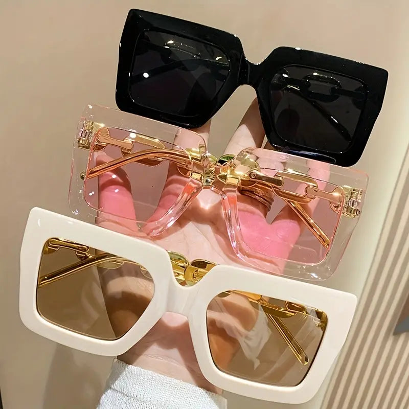 3pcs Large Square Fashion Sunglasses For Women Men Summer Candy Color Sun Shades For Party Beach Travel