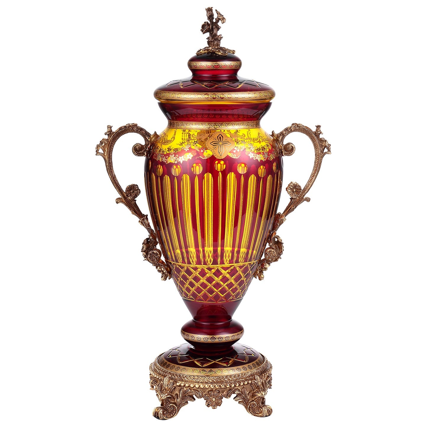 Urn Bronze Amber & Ruby Red Gold