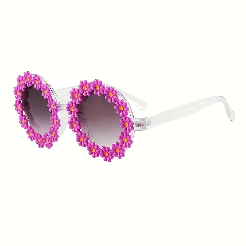 Daisy Decor Round Frame Sunglasses For Women Men Gradient Lens Clear Frame Glasses Photo Prop Eyewear