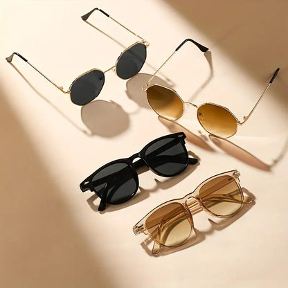 4pcs Retro Fashion Sunglasses For Women Men Anti Glare Gradient Sun Shades For Beach Party Travel