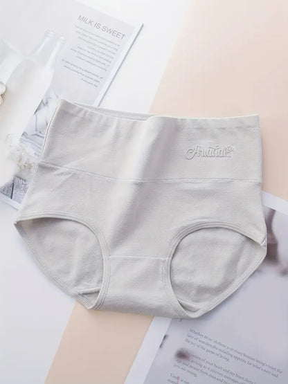 4pcs Solid Soft Briefs, Comfy High Waist Intimates Panties, Women's Lingerie & Underwear