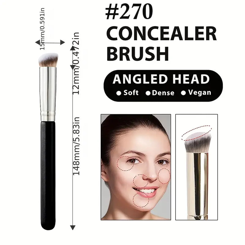 Under Eye Concealer Brush Mini Angled Flat Top Kabuki Nose Contour Brush Soft Dense Bristles Full Coverage For Concealing Blending Setting Buffing With Powder Liquid Cream Cosmetic Pro Small Makeup Foundation Brush