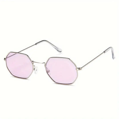 Polygon Metal Frame Sunglasses For Women Retro Tinted Fashion Anti Glare Sun Shades For Vacation Beach Party