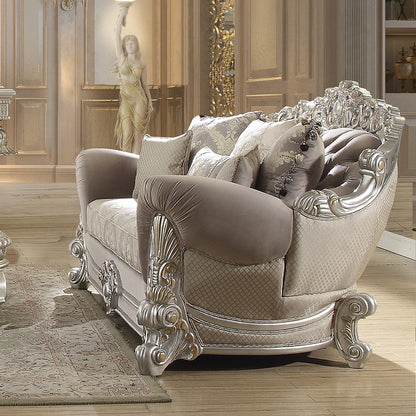 3PC SOFA SET Living Room Set in Metallic Silver