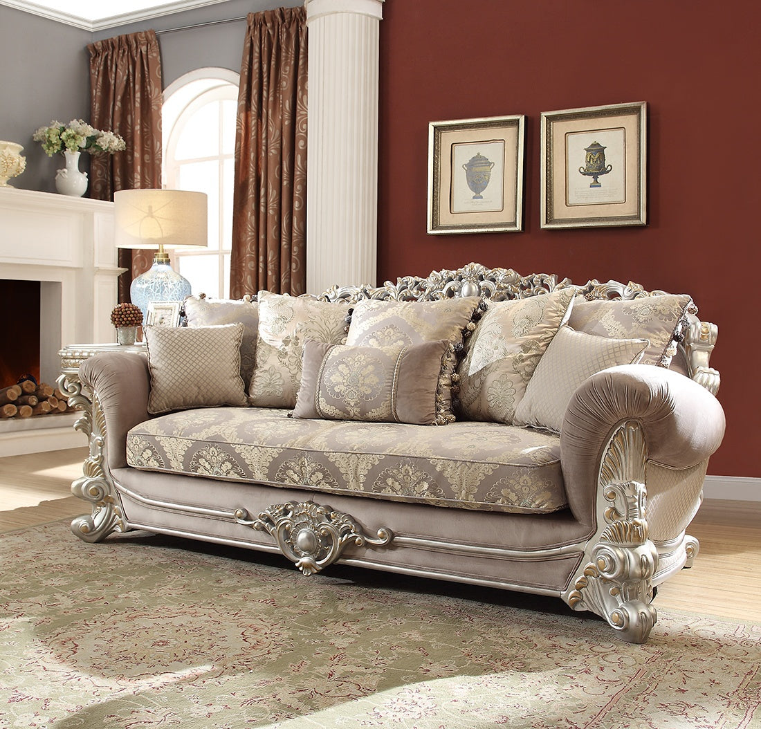 3PC SOFA SET Living Room Set in Metallic Silver