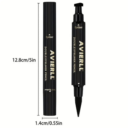 Waterproof, 2-in-1 Winged Eyeliner Stamp - Smudge-Proof & Long-Wearing for Perfect Cat Eye & Vamp Black Look, Alcohol-Free Liquid Formula, Delivers Quick Flick & Flawless Application