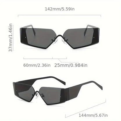 Y2K Semi Rimless Sunglasses For Women Men Futuristic Fashion Anti Glare Sun Shades For Beach Party Club