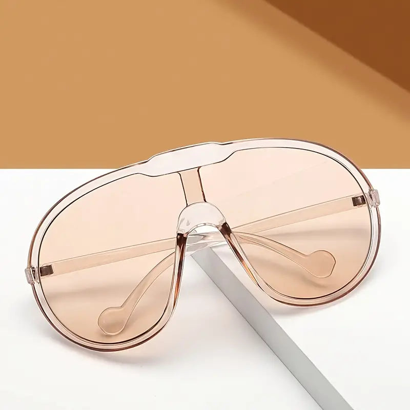 Lunettes de soleil une pièce surdimensionnées pour femmes et hommes, bouclier Anti-éblouissement décontracté, lunettes à la mode pour vacances, fête à la plage 