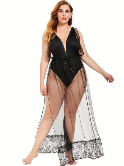 Flaunt Your Curves in This Sexy Plus Size Mesh Bodysuit!