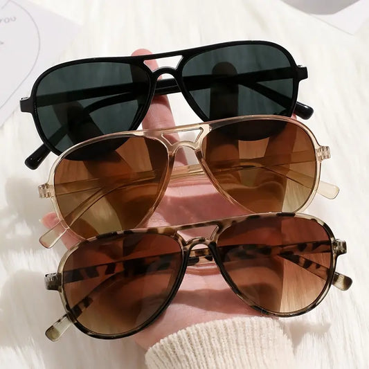 3pcs Double Bridge Aviator Sunglasses For Women Men Vintage Outdoor Sun Shades For Driving Beach Travel