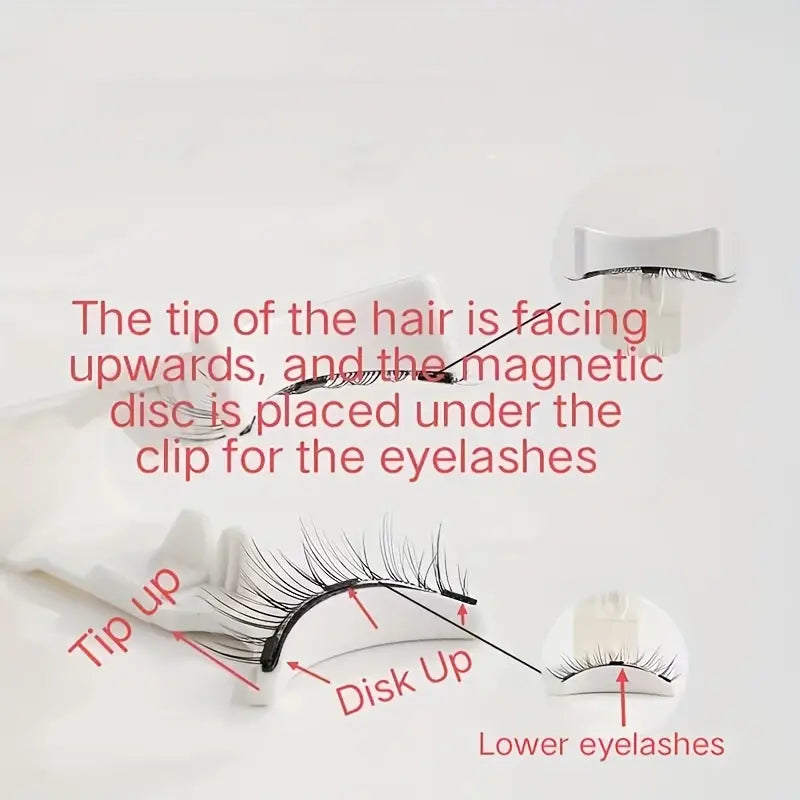 Quick & Easy Reusable Magnetic Eyelashes: Natural Look, 0.07mm Thickness, 10-12mm Length, B Curl, Glue-Free, Beginner-friendly, Includes Curler & Mirror