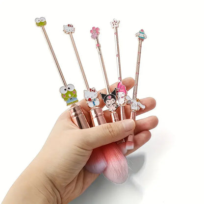 5pcs/Set Cartoon Hello Kitty Makeup Brush Kawaii Cinnamoroll Melody Kuromi Eye Shadow Highlighter Foundation Beauty Tools