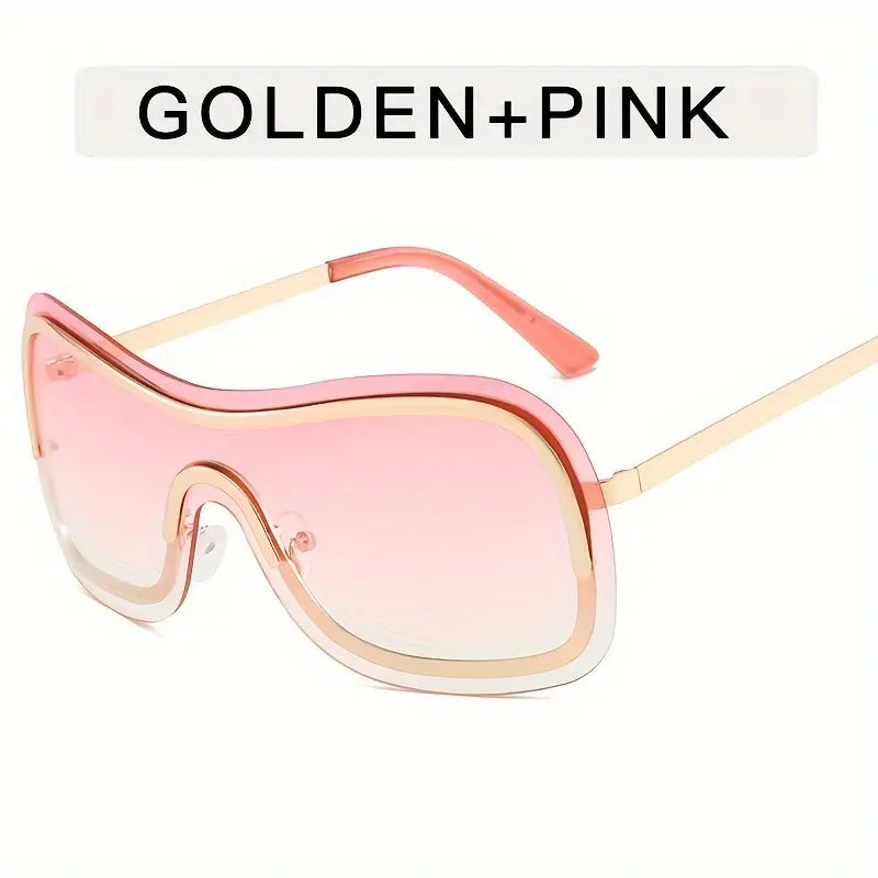 Y2K One-piece Sunglasses For Women Men Futuristic Fashion Gradient Rimless Sun Shades For Cycling Beach Party