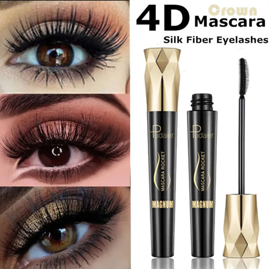 Mascara allongeant Pudaier 4D – imperméable, résistant aux taches et épaississant – greffé avec une brosse épaisse bouclée pour des cils volumisés et durables 