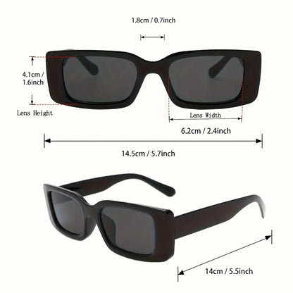 Cool Versatile Square Frame Sunglasses, Simple Black Sunglasses For Men Women Daily Outdoor Party Decors, Ideal choice for Gifts