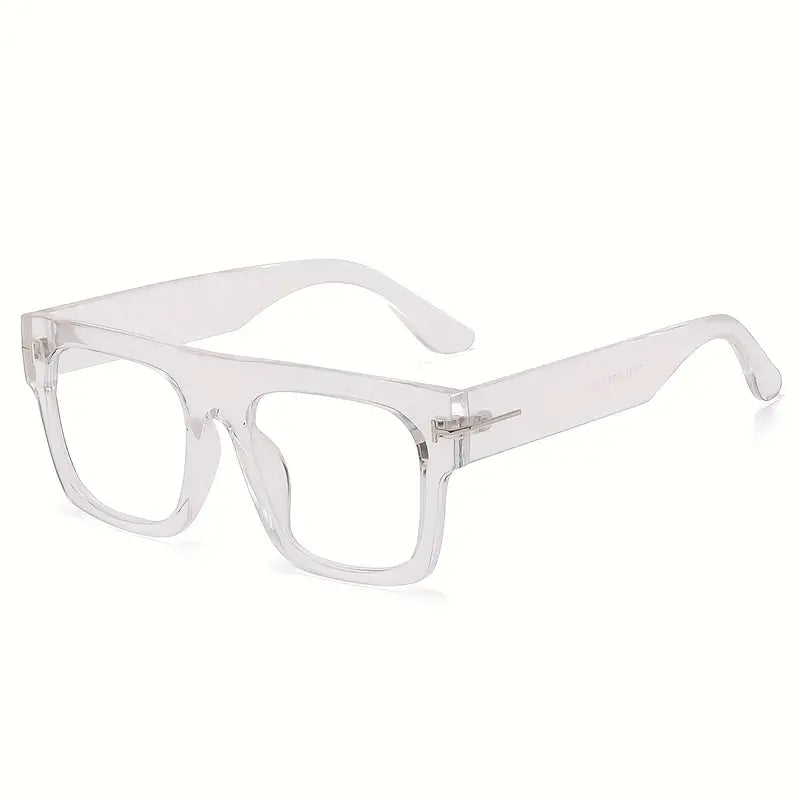 Clear Lens Glasses For Women Men Classic Square Frame Eyeglasses Minimalist Flat Top Eyewear