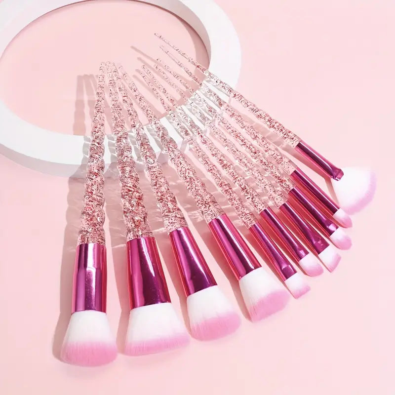 Makeup Brush Set 10 PCS Stylish Glitter Handle Makeup Brushes Professional Face Powder Foundation Blending Blush Eye Shadow Eyeliner Lip Cosmetic Brush