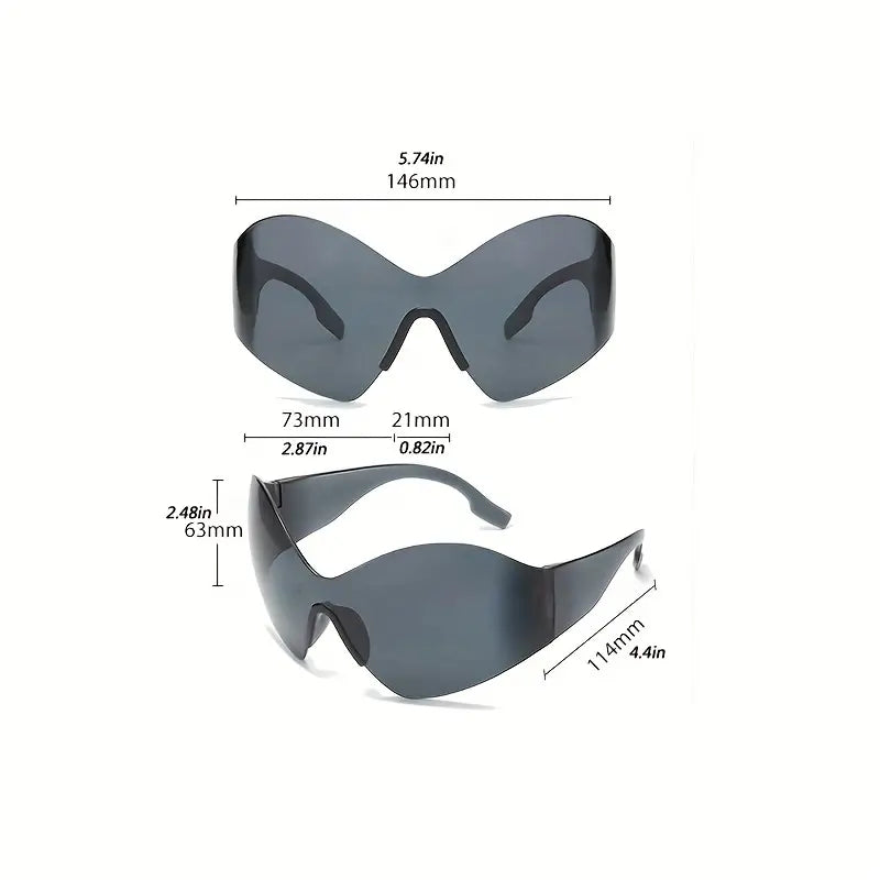 Y2K One-piece Fashion Sunglasses For Women Men Futuristic Full Wrap Around Outdoor Glasses For Cycling Beach Party Club