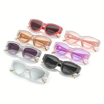 Y2K Rhinestone Cat Eye Fashion Sunglasses For Women Men Casual Candy Color Glasses For Summer Beach Party, UV400