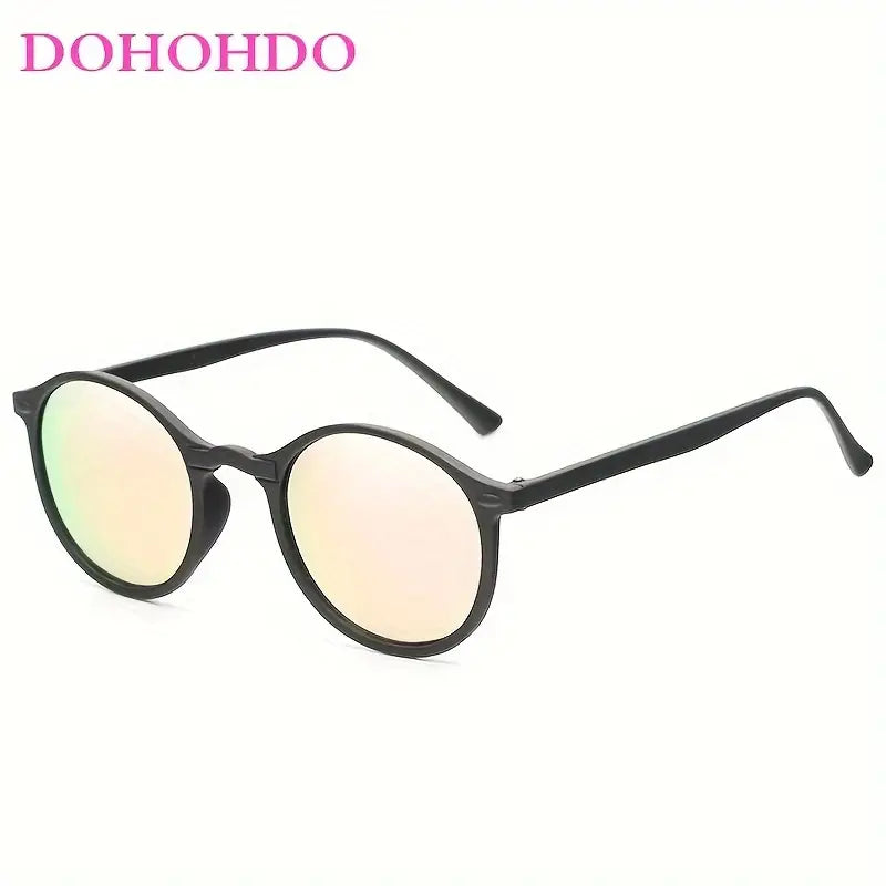 Round Frame Polarized Reflective Sunglasses, Retro Polarized Night Vision Anti-glare Driving Shades Goggle Vintage Outdoor Sports Cycling Travel Fishing Climbing Hiking Sun Glasses Without Glasses Case