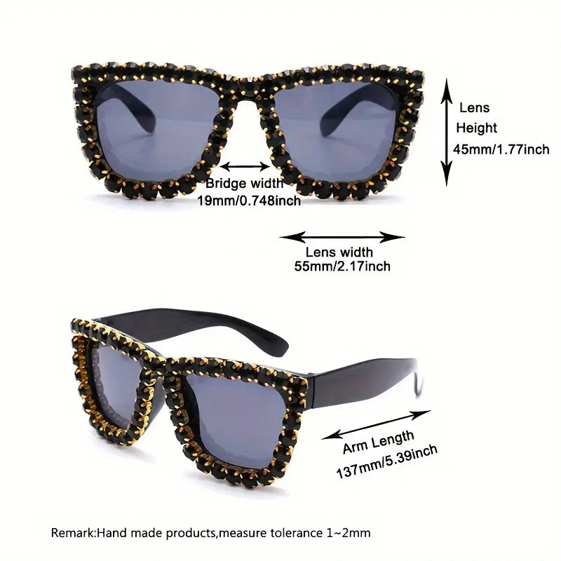 Luxury Rhinestone Sunglasses For Women Bling Large Square Cat Eye Decorative Shades Props For Costume Party Prom