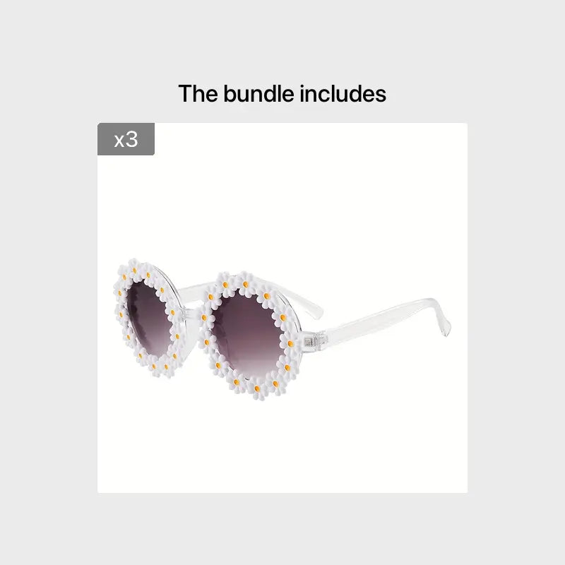 Daisy Decor Round Frame Sunglasses For Women Men Gradient Lens Clear Frame Glasses Photo Prop Eyewear