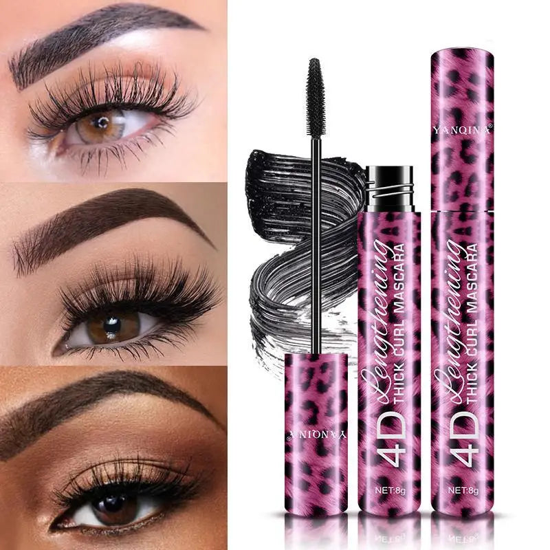 Ensemble de maquillage léopard Mascara noir + stylo eye-liner Mascaras en fibre 4D imperméables 