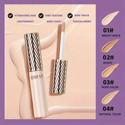 QiBest Liquid Concealer: Waterproof, Long-lasting, Full Coverage for Acne Marks & Dark Circles, Natural Makeup, All Skin Types, Light to Medium Tone, <1 Fl Oz