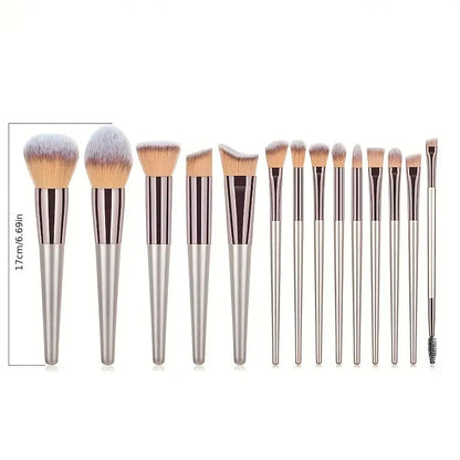 14pcs Professional Makeup Brushes Kit For Face Highlighter Powder Blush Contour Eyeshadow Eyebrow Concealer Blending Complete Function Face Eye Lip Makeup Brush Set For Makeup Beginner