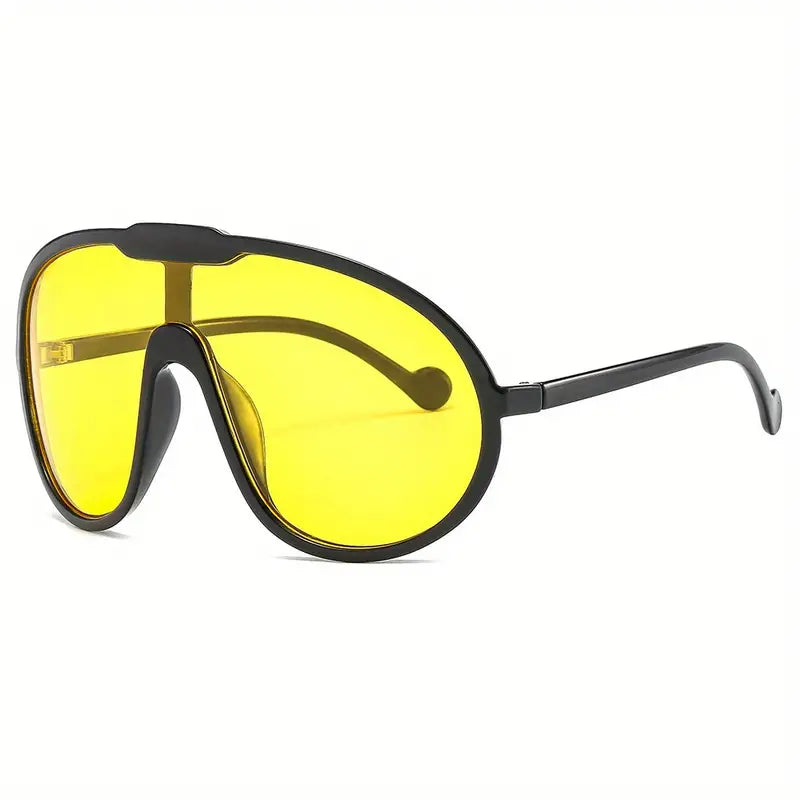 Lunettes de soleil surdimensionnées une pièce pour femmes et hommes, monture transparente Y2K, accessoires Photo décontractés en plein air, pour fête et plage 