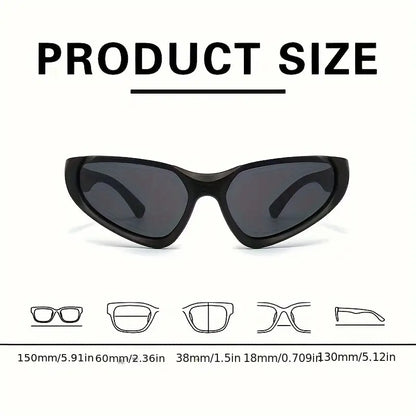 Y2K Wrap Around Sunglasses For Women Men Punk Fashion Mirrored Semi Rimless Sun Shades For Cycling Beach Party