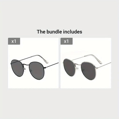 Round Metal Fashion Sunglasses For Women Men Brand Designer Mirror Lens Glasses For Driving Travel