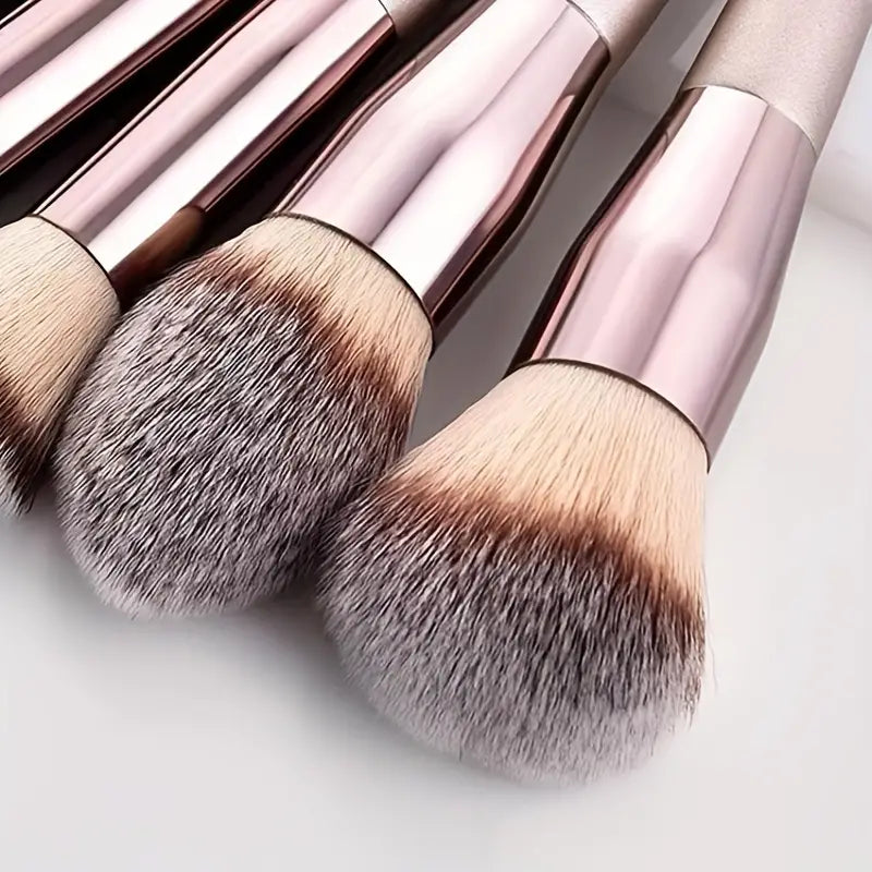 14pcs Professional Makeup Brushes Kit For Face Highlighter Powder Blush Contour Eyeshadow Eyebrow Concealer Blending Complete Function Face Eye Lip Makeup Brush Set For Makeup Beginner