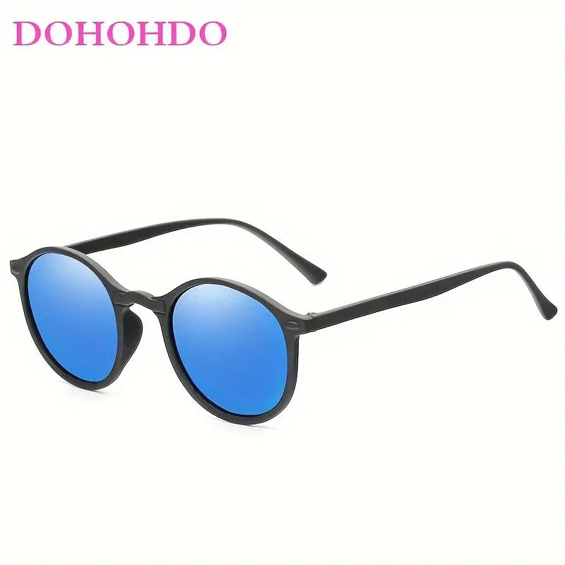 Round Frame Polarized Reflective Sunglasses, Retro Polarized Night Vision Anti-glare Driving Shades Goggle Vintage Outdoor Sports Cycling Travel Fishing Climbing Hiking Sun Glasses Without Glasses Case