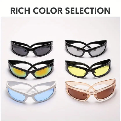 Wrap Around Sunglasses For Women Men Y2K Oval Frame Glasses Sports Cycling Eyewear UV400