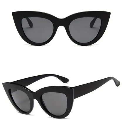 Chic and Stylish Black Cat-Eye Sunglasses – Versatile Vintage Anti-Reflective Lens Eyewear, Ideal for Golf and Daily Wear