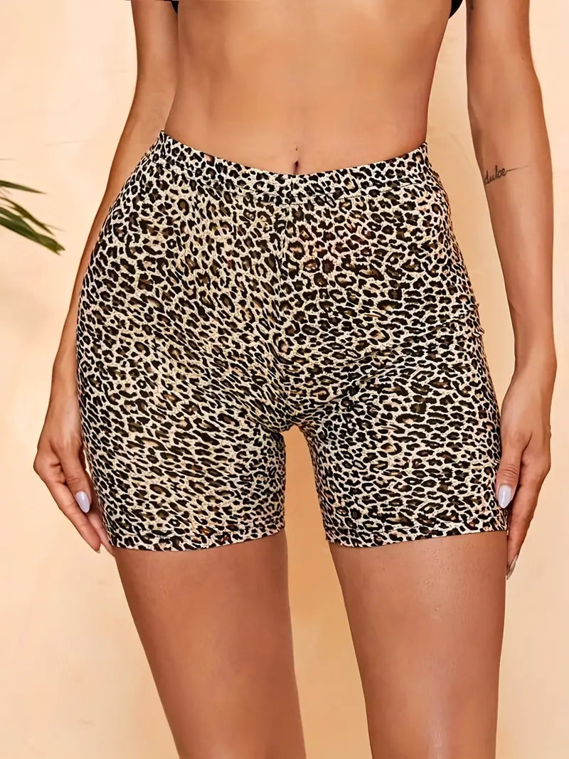 Look Wild & Feel Comfortable: Leopard Print Yoga Sports Shorts for Women's Activewear