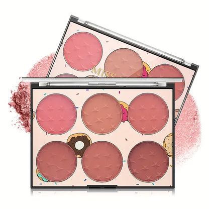 6-Color Matte Blush Palette for All Skin Tones - Waterproof, Long-lasting, Hypoallergenic, Coral/Pink/Red Shades & Cruelty-Free