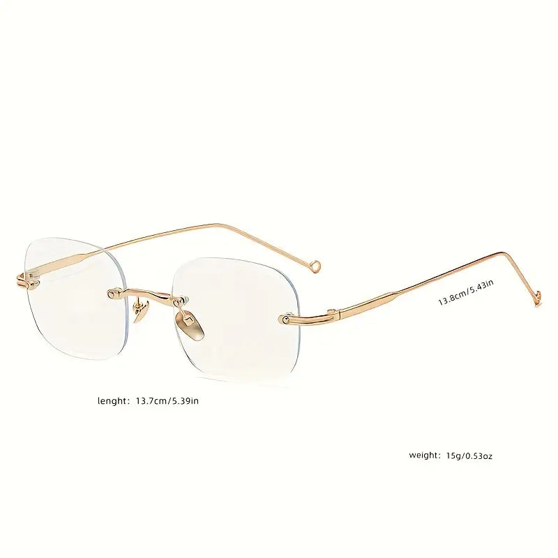 Blue Light Blocking Glasses Rimless Square Frame Clear Lens Computer Glasses Spectacles For Women Men