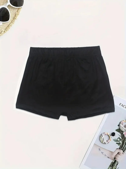 Letter & Peaches Print Skinny Shorts, Sexy Shorts For Spring & Summer, Women's Clothing